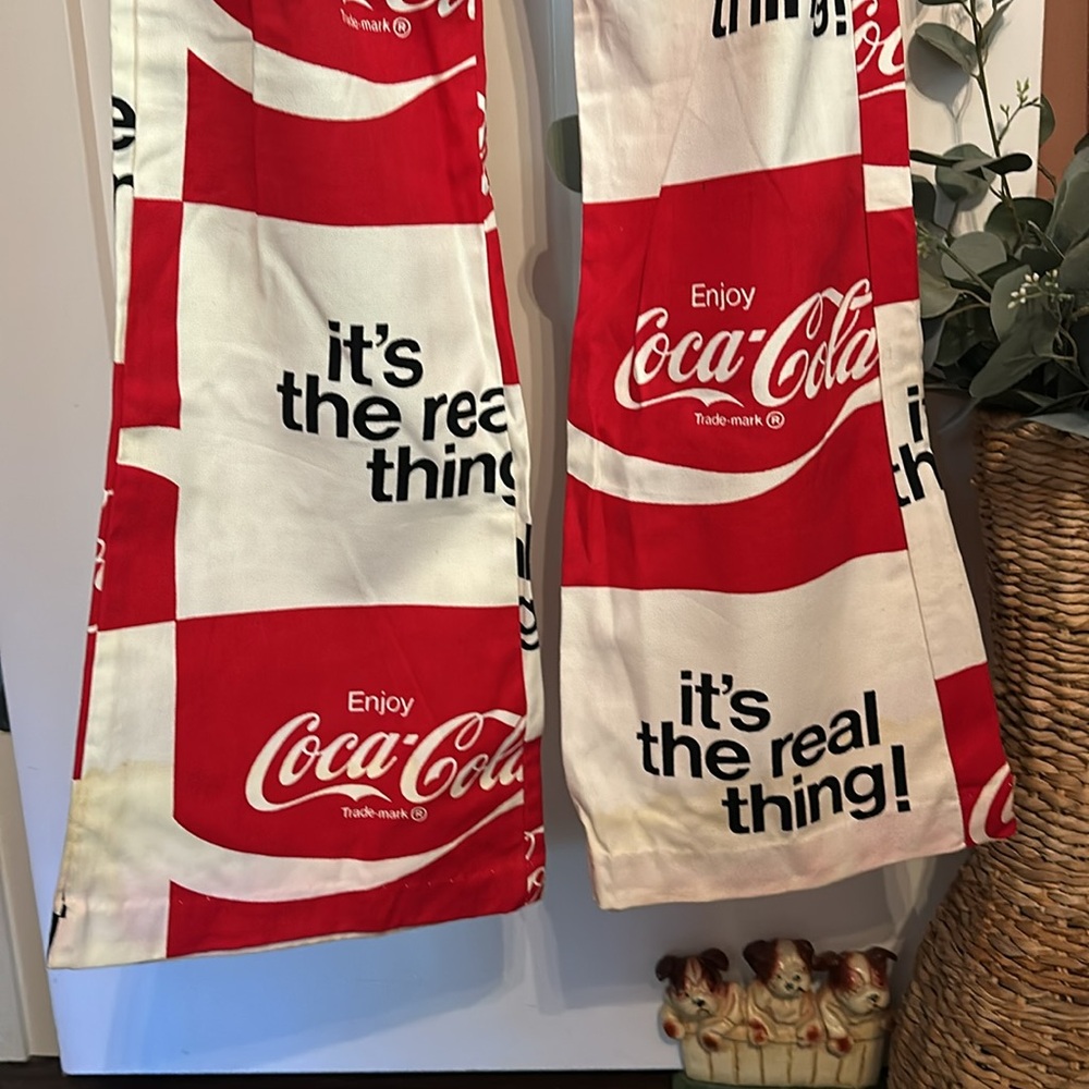 Vintage 1970’s women’s 100% cotton S Coca-Cola flare drawstring red white pants - Picture 4 of 16